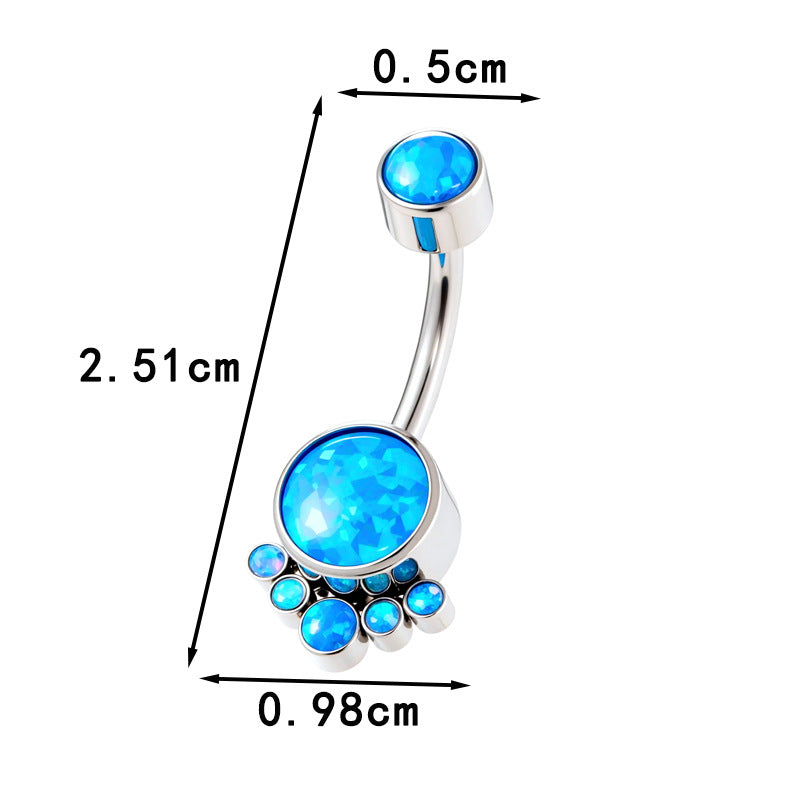 G23/F136 Titanium Belly Button Ring with Zircon & Opal | Internally Threaded Navel Piercing Jewelry