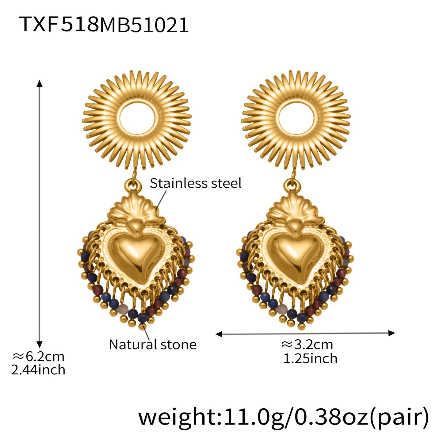 Stainless Steel Strawberry & Sunflower Jewelry Set – Necklace · Bracelet · Earrings