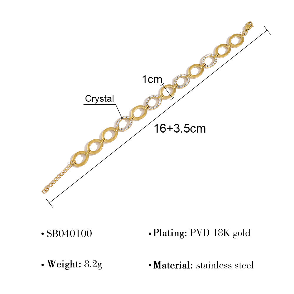 18K Gold Plated Stainless Steel Crystal Bracelet – Heart, Rectangle, Oval & Infinity Shapes