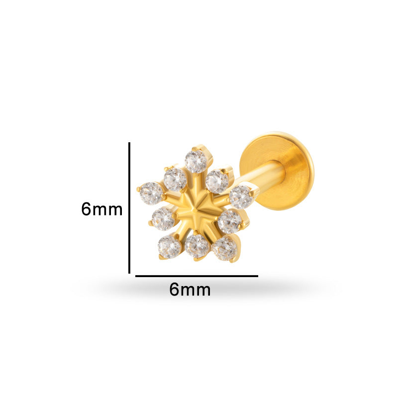Titanium Internally Threaded Square CZ Cartilage Stud – Flat Back Piercing Jewelry for Helix, Tragus, Conch
