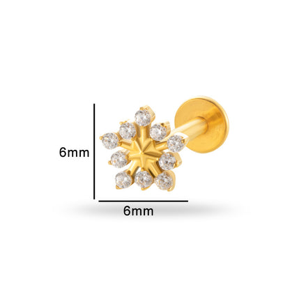 Titanium Internally Threaded Square CZ Cartilage Stud – Flat Back Piercing Jewelry for Helix, Tragus, Conch