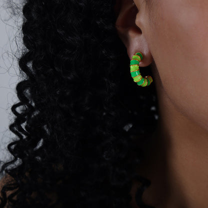 Enamel Twist Knot Hoop Earrings | Stainless Steel Colorful Drop Oil Earrings