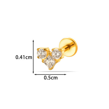 G23/F136 Titanium CZ Heart Flower Carousel Internal Thread Lip & Cartilage Stud | 10 Styles