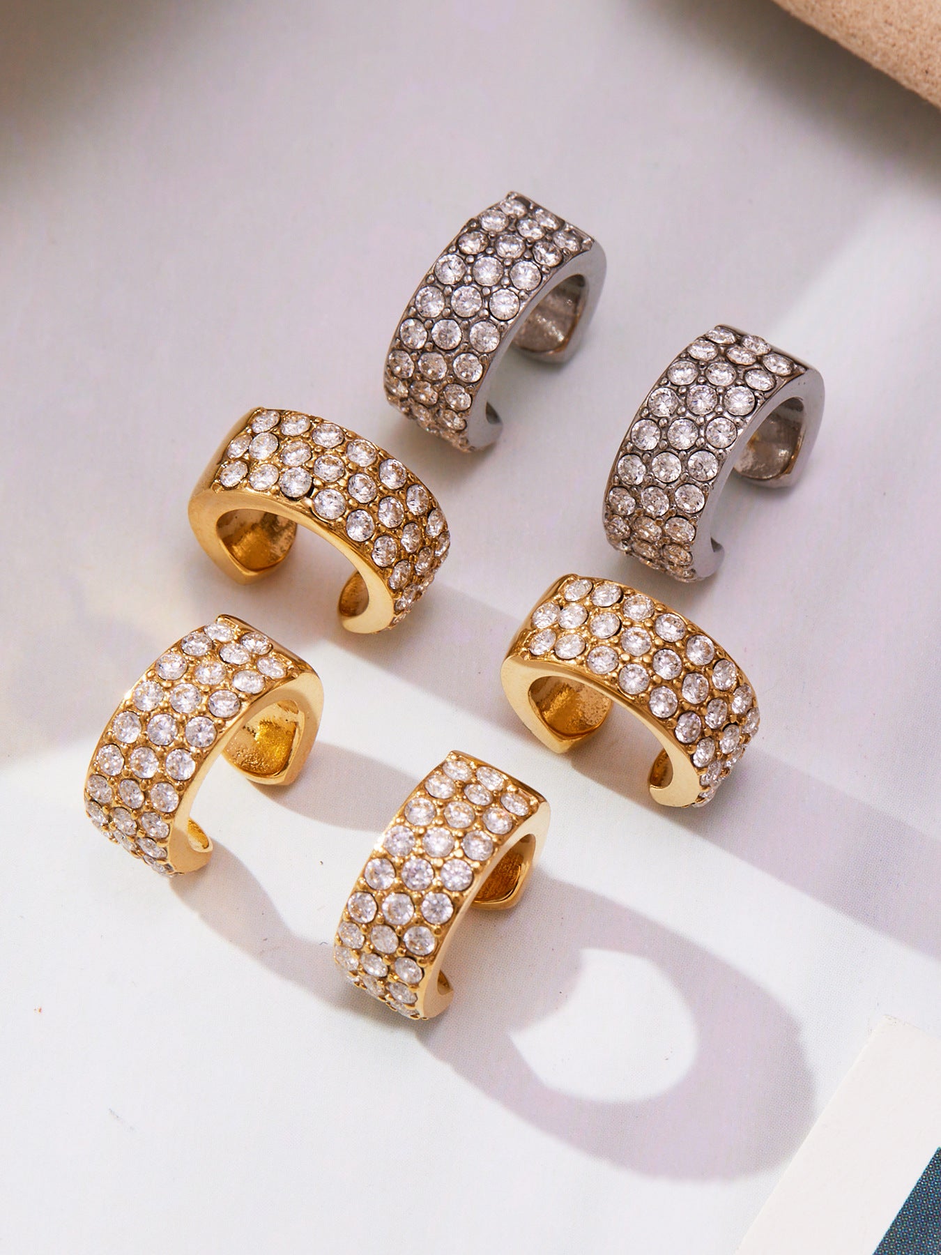 Stainless Steel Zircon Ear Cuff | Gold / Silver Single Clip-On Earring