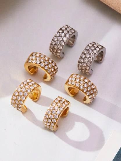 Stainless Steel Zircon Ear Cuff | Gold / Silver Single Clip-On Earring