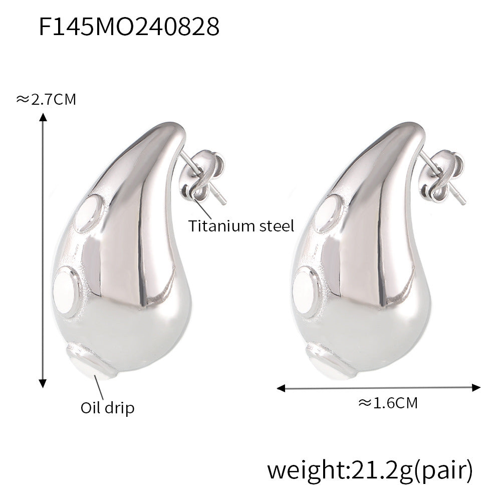 Elegant Teardrop Zircon Earrings – Stainless Steel Enamel, Pearl & Rhinestone Collection | Hypoallergenic Fashion Jewelry