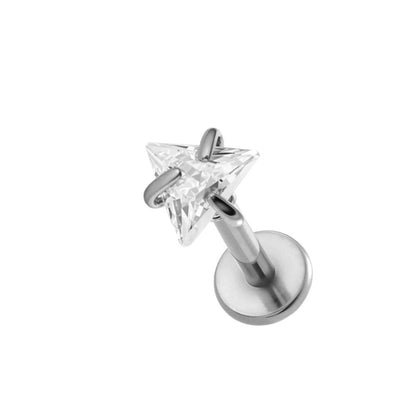 ASTM F136 Titanium 3MM CZ Internally Threaded Labret Stud – Heart, Star, Triangle, Square & Round Cartilage & Lip Piercing Jewelry