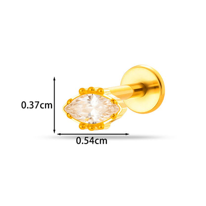 Implant Grade G23 ASTM F136 Titanium Micro CZ Flat Back Cartilage Stud | Internal Thread 16G Helix Tragus Earring
