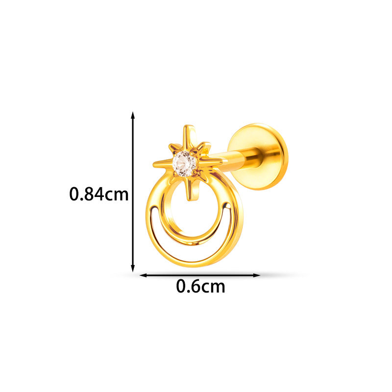 Implant Grade G23 ASTM F136 Titanium CZ Labret Stud | Internal Thread 16G Flat Back Lip & Cartilage Earring