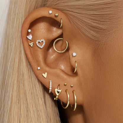 14K Yellow Gold Heart Stud – Dainty Earring for Cartilage or Lobe