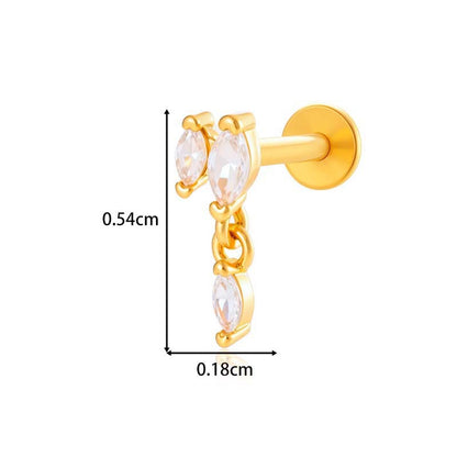 Titanium Internally Threaded  CZ Cartilage Stud – Hypoallergenic Piercing Jewelry