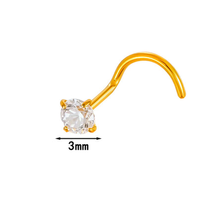 G23 Titanium Nose Stud with Zircon | F136 S-Bar Internally Threaded Nose Piercing Jewelry