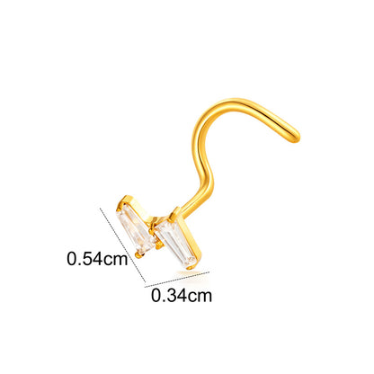 Implant Grade ASTM F136 Titanium Star Lightning Nose Stud S-Bend CZ Nose Stud Nostril Piercing Jewelry Hypoallergenic