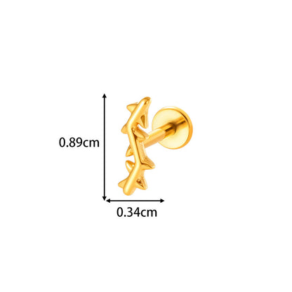 G23/F136 Titanium Internally Threaded Flat Back Lip Studs Cactus Star Flower Piercing Jewelry – Hypoallergenic Cartilage Earrings for Daily & Professional Use