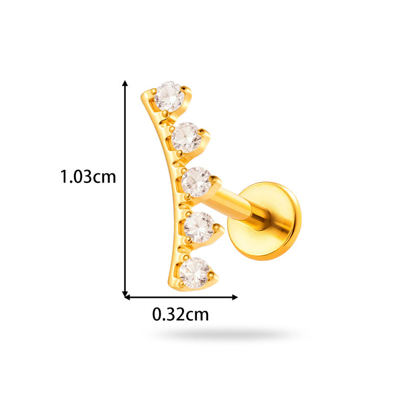 Implant Grade G23 ASTM F136 Titanium Geometric Labret Stud | Push Pin Flat Back 16G Lip & Cartilage Piercing Jewelry