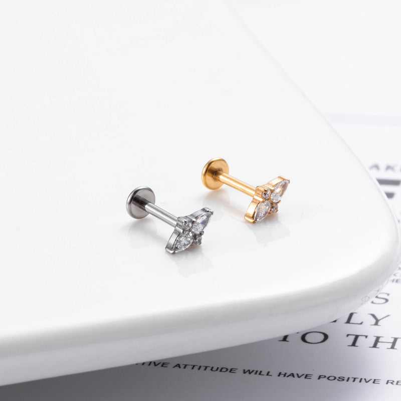 Titanium Zircon Piercing Stud – Hypoallergenic & Minimalist Jewelry