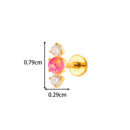 G23/F136 Titanium Opal Flat Back Labret Stud | Colorful Opal Piercing Jewelry for Lip & Ear