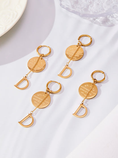 Stainless Steel Geometric D-Shape Tassel Earrings – Modern Minimalist Long Drop Dangle Earrings for Women | WANTI Fashion Jewelry