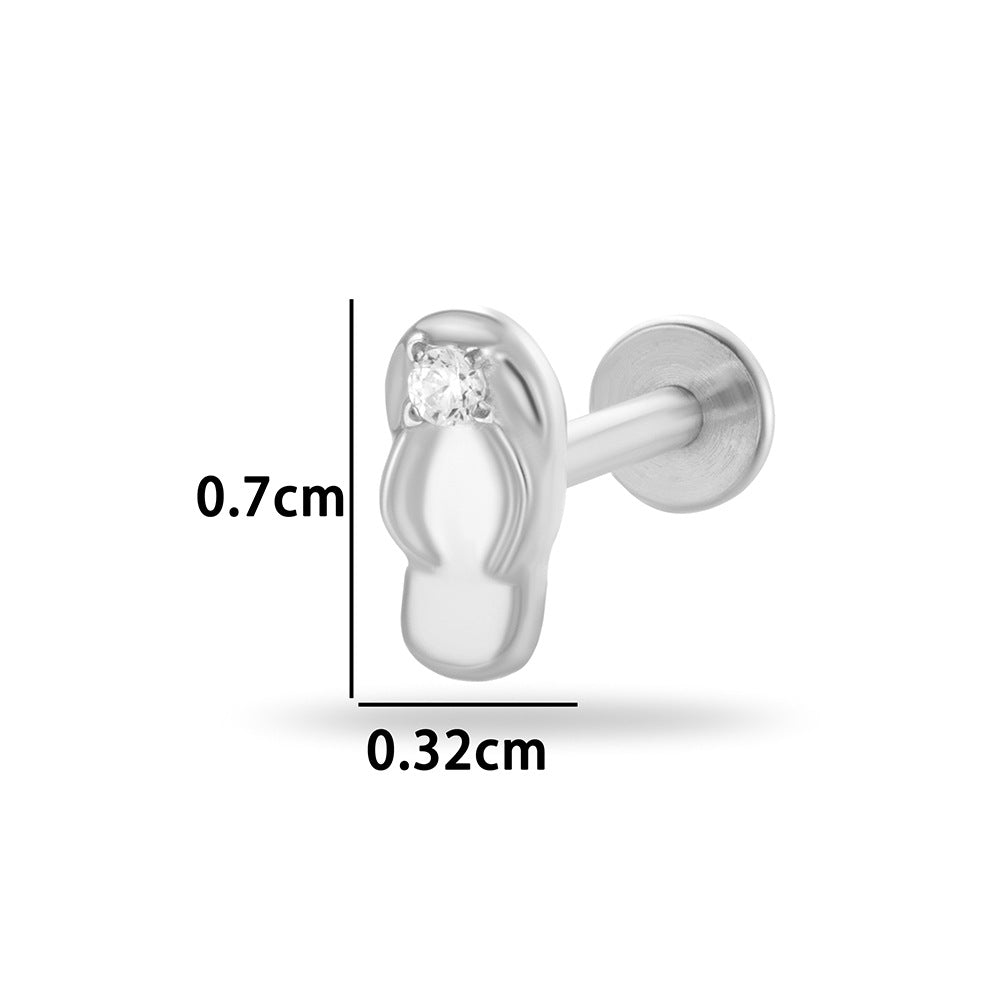 G23/F136 Titanium Internally Threaded CZ Flat-Back Cartilage Stud Earrings