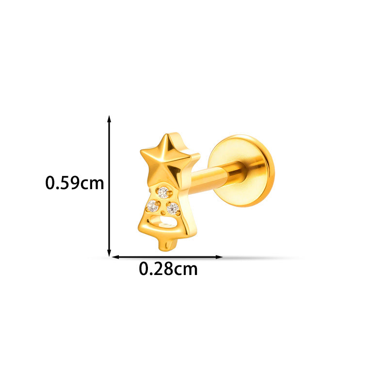 G23/F136 Titanium Micro CZ Internal Thread Piercing Jewelry – Christmas Tree, Rose, Comb & Bunny | 10 Styles