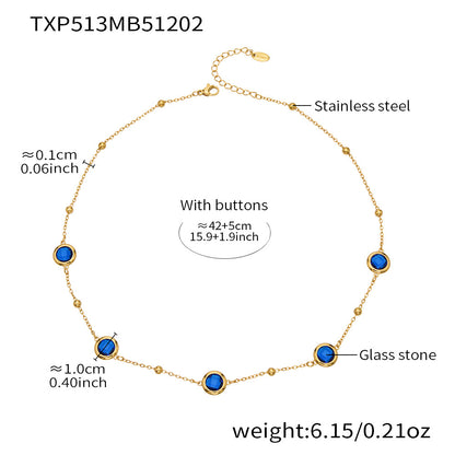 Candy Color Glass Stone Jewelry Set – Stainless Steel Necklaces, Bracelets & Earrings