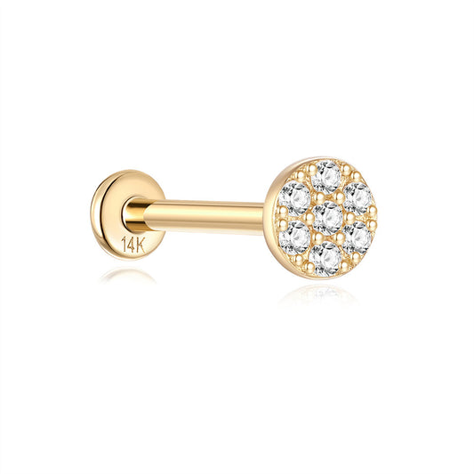14K Gold Round Zircon Stud Earrings – Hypoallergenic & Everyday Shine
