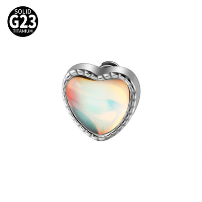 ASTM F136 Titanium Heart Mother of Pearl Dermal Top – Internally Threaded Micro Dermal Replacement for Collarbone & Surface Piercing