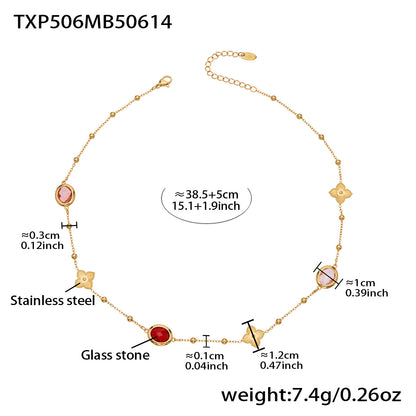 Stainless Steel Oval Gemstone Jewelry Series – Long Pendant Necklace · Bracelet · Drop Earrings | WANTI Jewelry