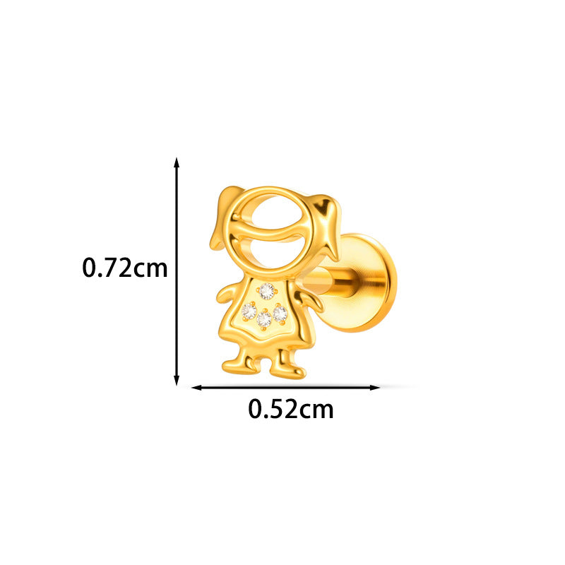 G23/F136 Titanium Internal Thread Lip & Cartilage Moon Stud