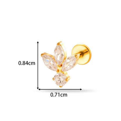 G23/F136 Titanium Zircon Piercing Studs | Internally Threaded Lip Labret & Cartilage Jewelry for Sensitive Skin