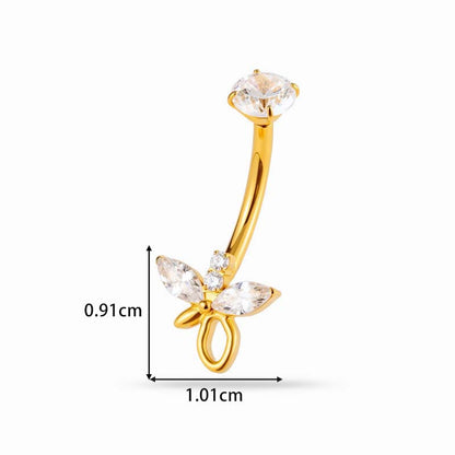 G23/F136 Titanium Flower CZ Internally Threaded Belly Button Ring – Stylish Navel Piercing Jewelry