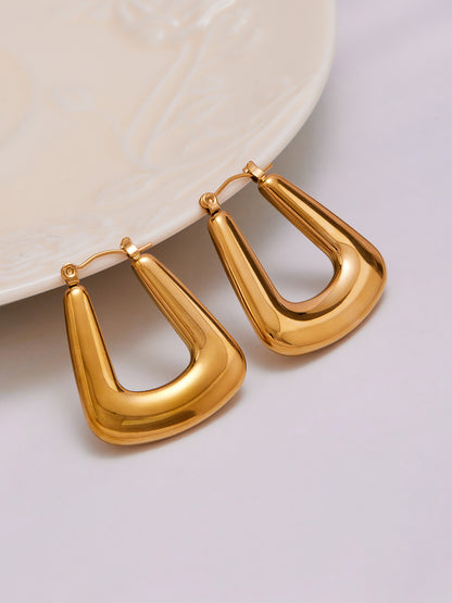 Geometric U-Shaped Stainless Steel Hoop Earrings Set | Modern Minimalist Fashion Jewelry
