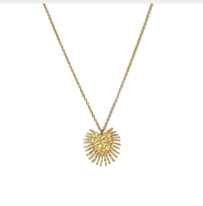 18K Gold Plated Stainless Steel Radiant Heart Textured Pendant Necklace – Fashion Jewelry Gift for Women