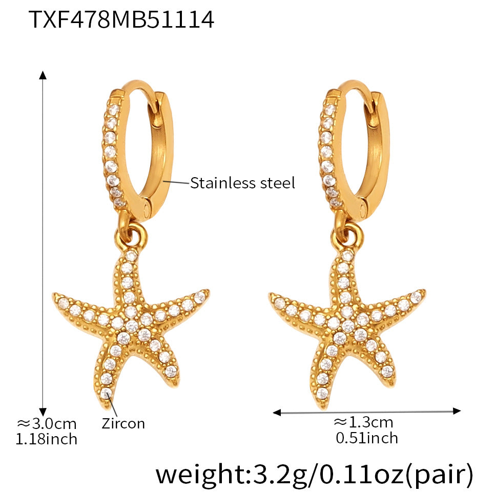 Ocean Starfish Jewelry Set – Stainless Steel Necklace, Bracelet, Earrings & Anklet | Beach Style Fashion Jewelry | Hypoallergenic Gift for Women