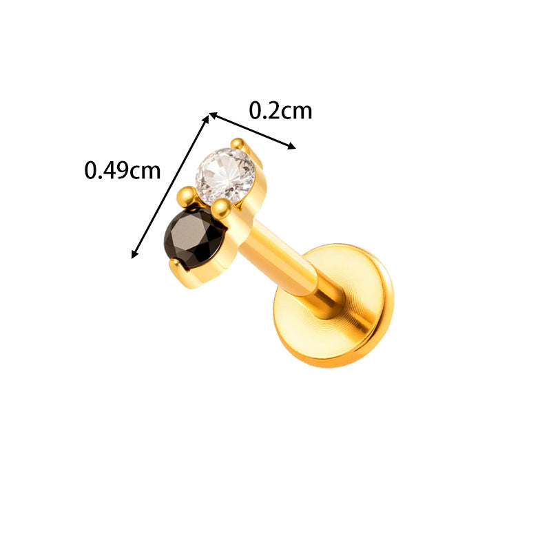Implant Grade ASTM F136 Titanium Threadless Push Pin Zircon Geometric Flat Back Stud | Cartilage Helix Tragus Lip Piercing Jewelry
