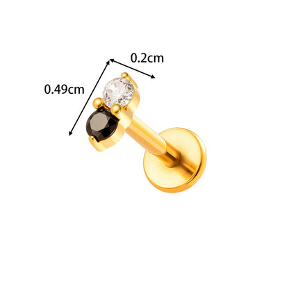 Implant Grade ASTM F136 Titanium Threadless Push Pin Zircon Geometric Flat Back Stud | Cartilage Helix Tragus Lip Piercing Jewelry