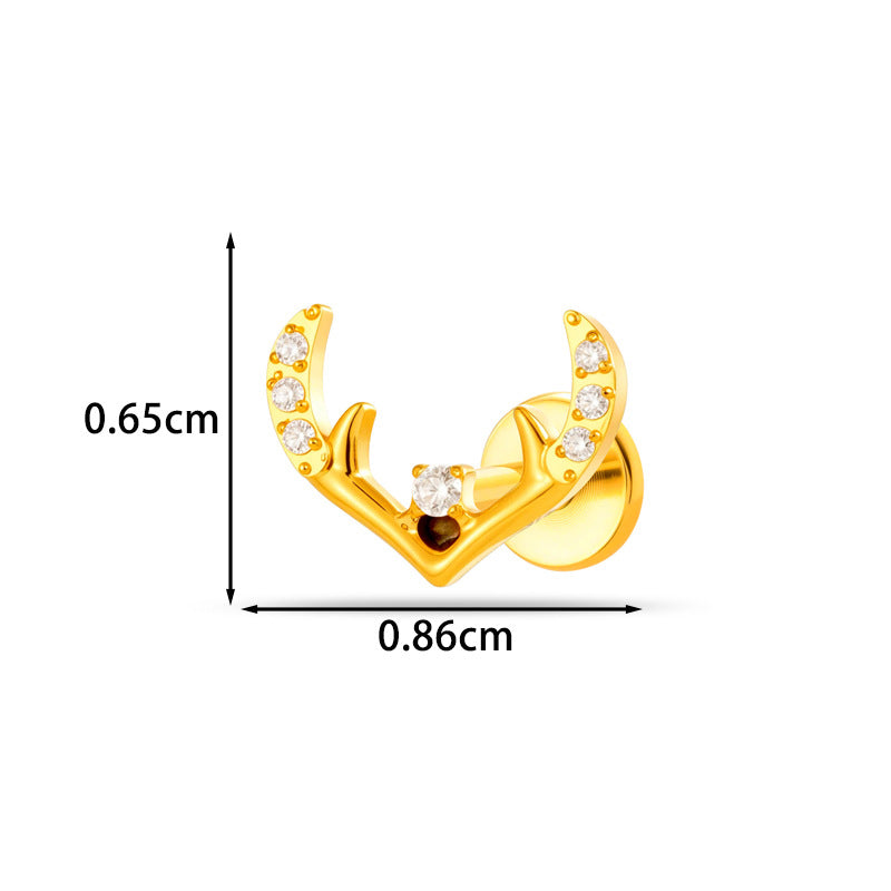 Implant Grade G23 ASTM F136 Titanium CZ Labret Stud | Internal Thread 16G Flat Back Lip & Cartilage Earring