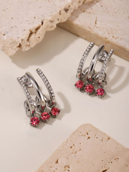 Tassel Zircon Earrings – Elegant Stainless Steel Dangle Earrings for Women