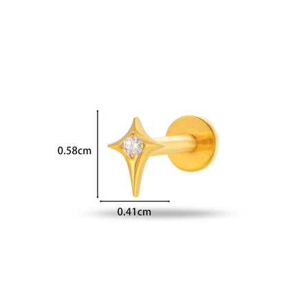 G23/F136 Titanium Moon & Star Push Pin Lip & Ear Piercing Jewelry – Sleek Flat Bar Body Jewelry