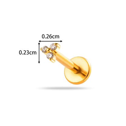 Implant Grade ASTM F136 Titanium Threadless Push Pin Zircon Flat Back Stud | Minimal Helix Cartilage Tragus Lip Piercing Jewelry