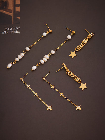 Stainless Steel Paperclip Tassel Zircon Earrings – Modern Geometric Dangle Earrings | WANTI Jewelry
