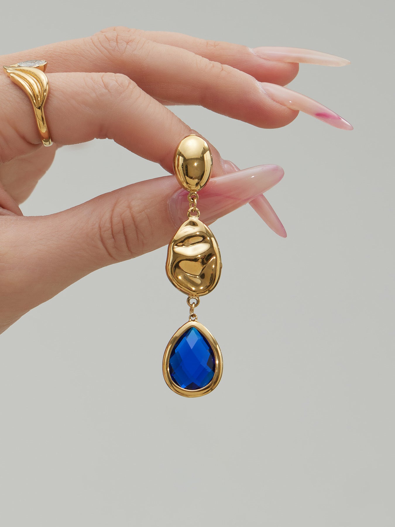 Sparkling Irregular Oval Glass Drop Earrings – Long Statement Waterdrop Jewelry for Women