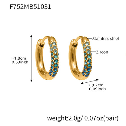 Luxury Minimalist Geometric Hoop Earrings with Micro Inlay Cubic Zirconia | Fashion Jewelry Set