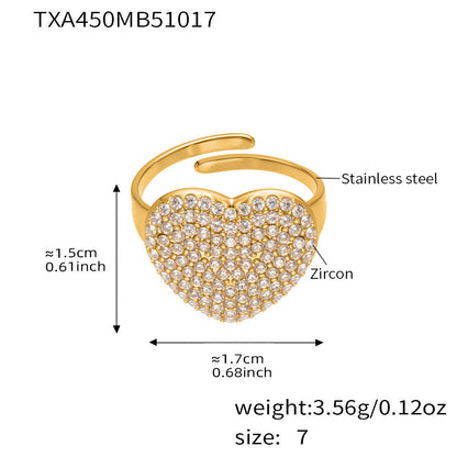 Stainless Steel Heart Jewelry Set – Zircon Heart Necklace, Earrings & Ring Set | Romantic Gift Set