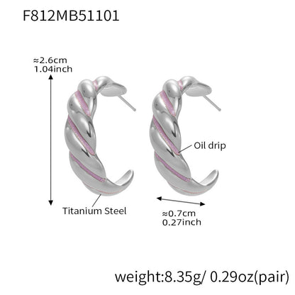 Stainless Steel Spiral Drop Earrings with Enamel Drip – Modern Colorful Twist Hoop Earrings for Women | WANTI Jewelry