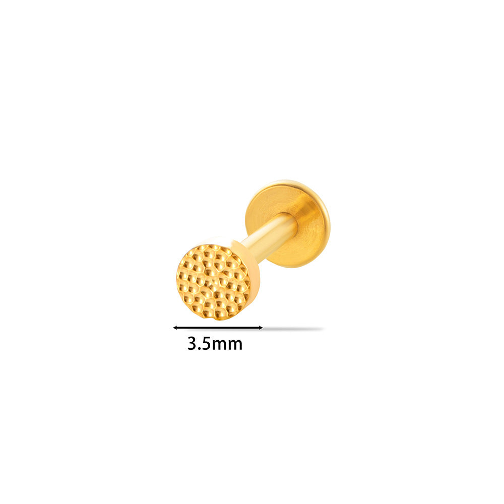 F136 Titanium Alloy Round Disc Hammered Texture Cartilage Piercing Lip Piercing Barbell – Fashionable Body Jewelry for Piercings