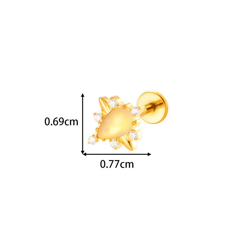 G23/F136 Titanium Colorful CZ Flower & Geometric Flat Back Labret Studs | Hypoallergenic Internally Threaded Piercing Jewelry for Ear, Lip, Cartilage