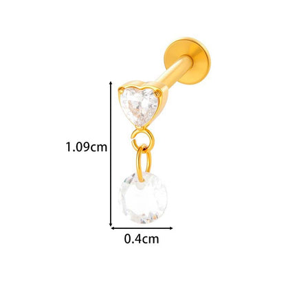 F136 Titanium Internally Threaded Dangling CZ Cartilage Stud – Hypoallergenic Piercing Jewelry