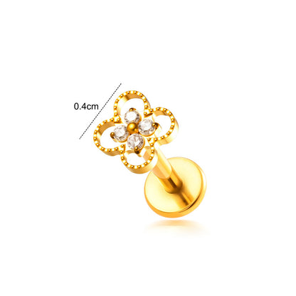 Implant Grade ASTM F136 Titanium Flat Back Stud Earrings Micro Paved CZ Cartilage Helix Tragus Piercing Jewelry Internally Threaded Labret Stud