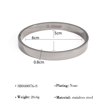 Geometric Polished Surface Couple Open Clasp Bangle – 18K Gold-Plated Titanium Steel Jewelry